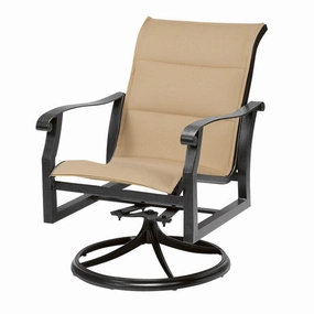 Cortland Padded Sling Swivel Rocker Dining Chairoutdoor dining chair with armrests