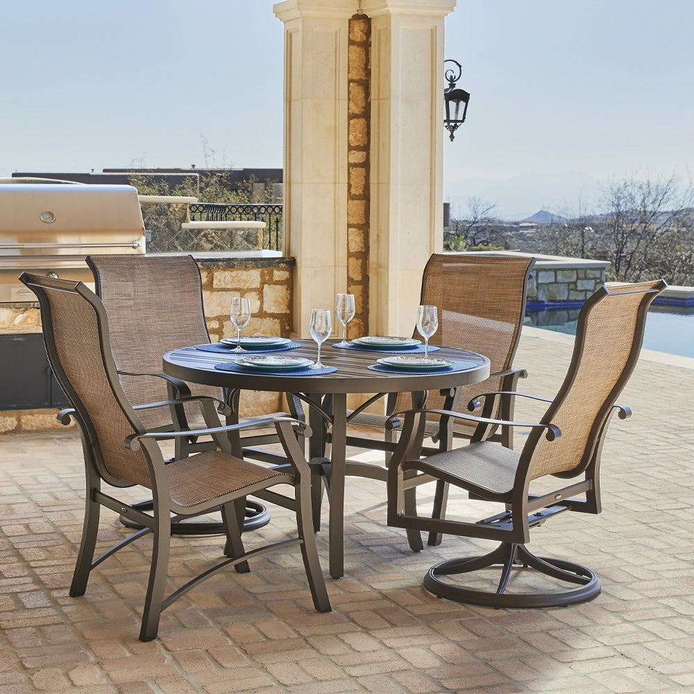 Cortland Sling High Back Swivel Rocker Dining Chair