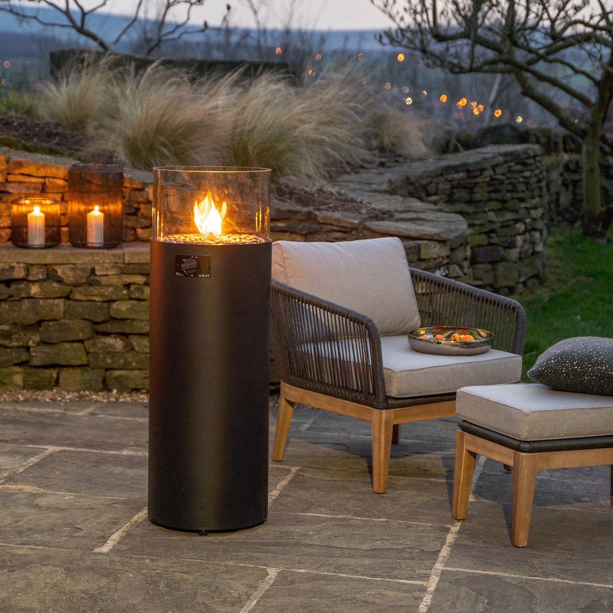 Cosiscoop Pillar Black -  Outdoor Fire Lantern