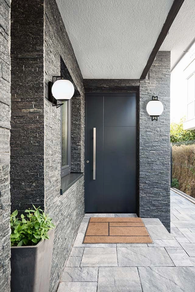 Cosmos LED Outdoor Wall Mount Matte Black With Satin Brass