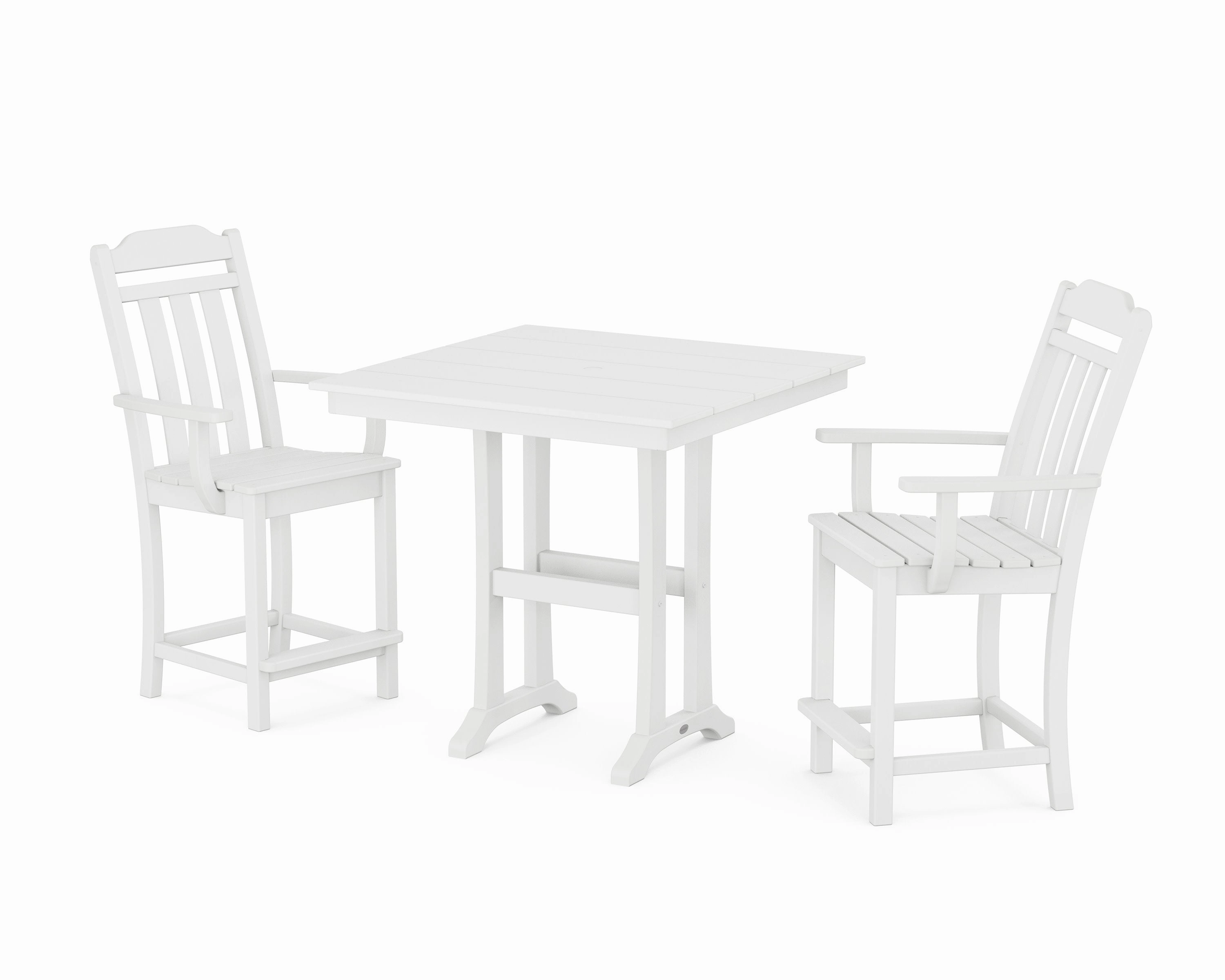 Cottage 3-Piece Farmhouse Counter Set with Trestle Legs