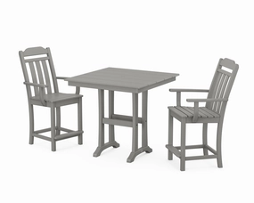 Cottage 3-Piece Farmhouse Counter Set with Trestle Legsoutdoor patio furniture set