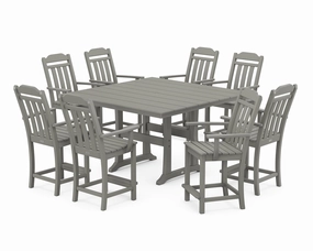 Cottage 9-Piece Square Farmhouse Counter Set with Trestle Legsoutdoor patio furniture set