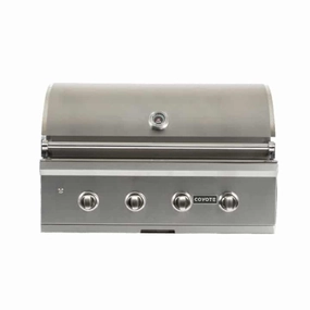 Coyote 36-inch Built-in with Infinity Burners LP Gas Grill C2C36LP stainless steel BBQ grill with side table