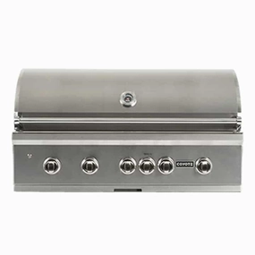 Coyote S-Series 42-inch Rapid Sear Built-In LP Gas Grill C2SL42LP stainless steel BBQ grill with side table