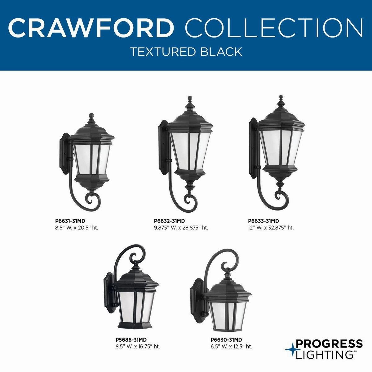 Crawford One Light Wall Lantern Black