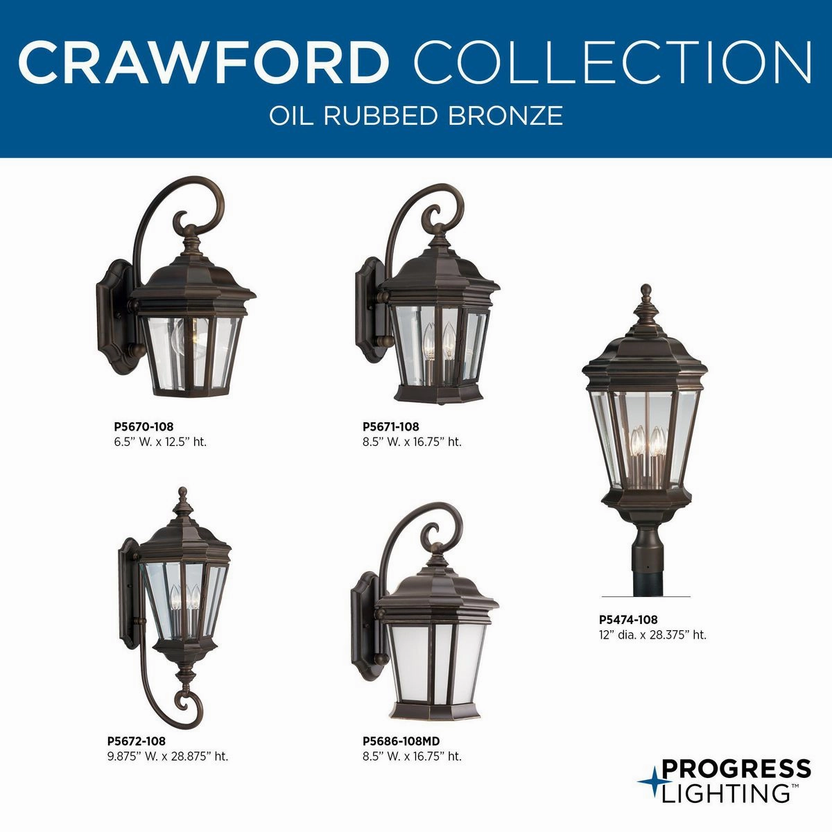 Crawford Two Light Wall Lantern Oil Rubbed Bronze