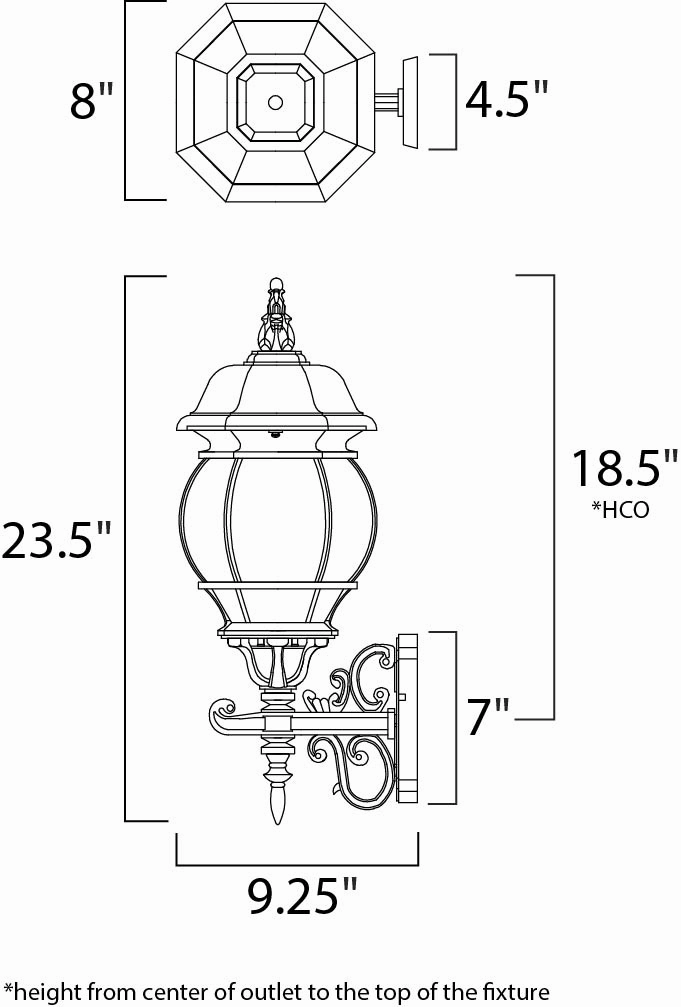 Crown Hill Three Light Outdoor Wall Lantern Black