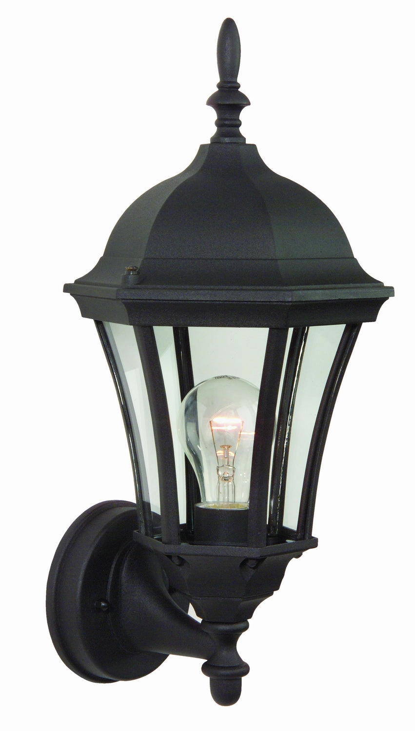 Curved Glass Cast One Light Wall Mount Textured Black