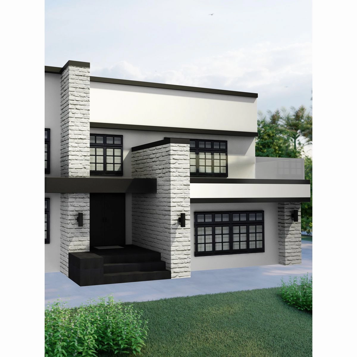 Cylinder Two Light Wall Lantern Black