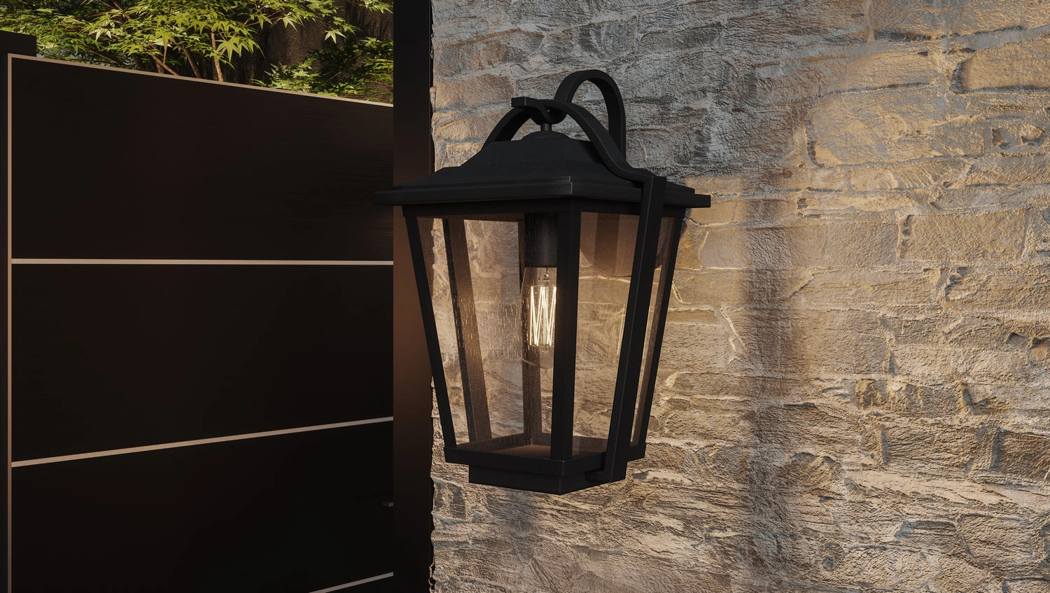 Darius One Light Outdoor Wall Lantern Earth Black
