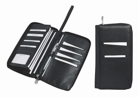 Save More Online Adpel Multi Pocket Leather Travel Wallet | Black