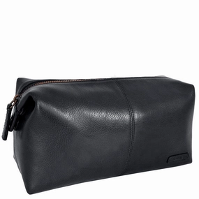 Todays Special Savings Hidesign Charles Leather Shave Toilet Travel Kit With Waterproof Interior Black