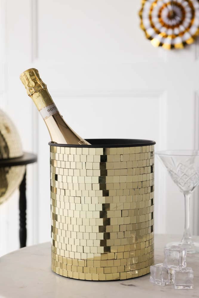 Disco Ball Wine Cooler In Goldoutdoor patio dining furniture set