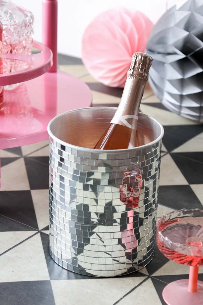 Disco Ball Wine Cooler In Silver