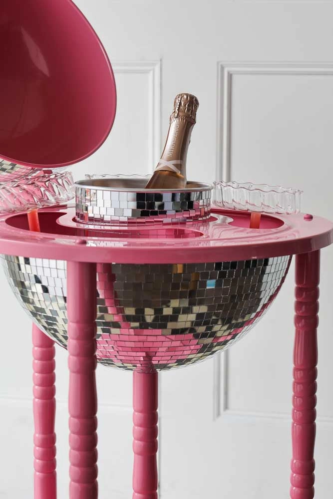 Disco Ball Wine Cooler In Silver