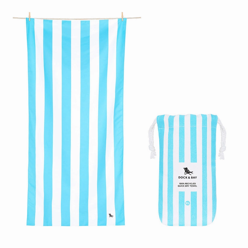 Dock & Bay Beach Towel Cabana Light Collection Xl 100% Recycled Tulum Blue Hot Offer Ending Soon