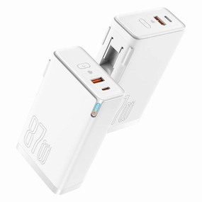 Baseus Power Station 4 Hybrid Gan Power Bank Adaptor 10000Mah 87W Cn - White Sale Ending Soon