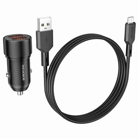 Borofone Bz19 Wisdom Car Charger 2Xusb | Qc/Fcp/Afc 12W   Cable Big Hot Sale