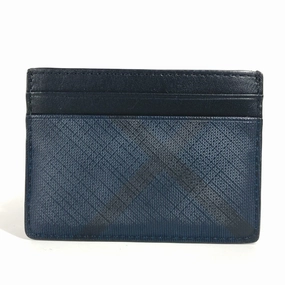 Burberry Navy Leather Pvc Business Card Case (Pre-Owned) Limited Time Sale Save More Online