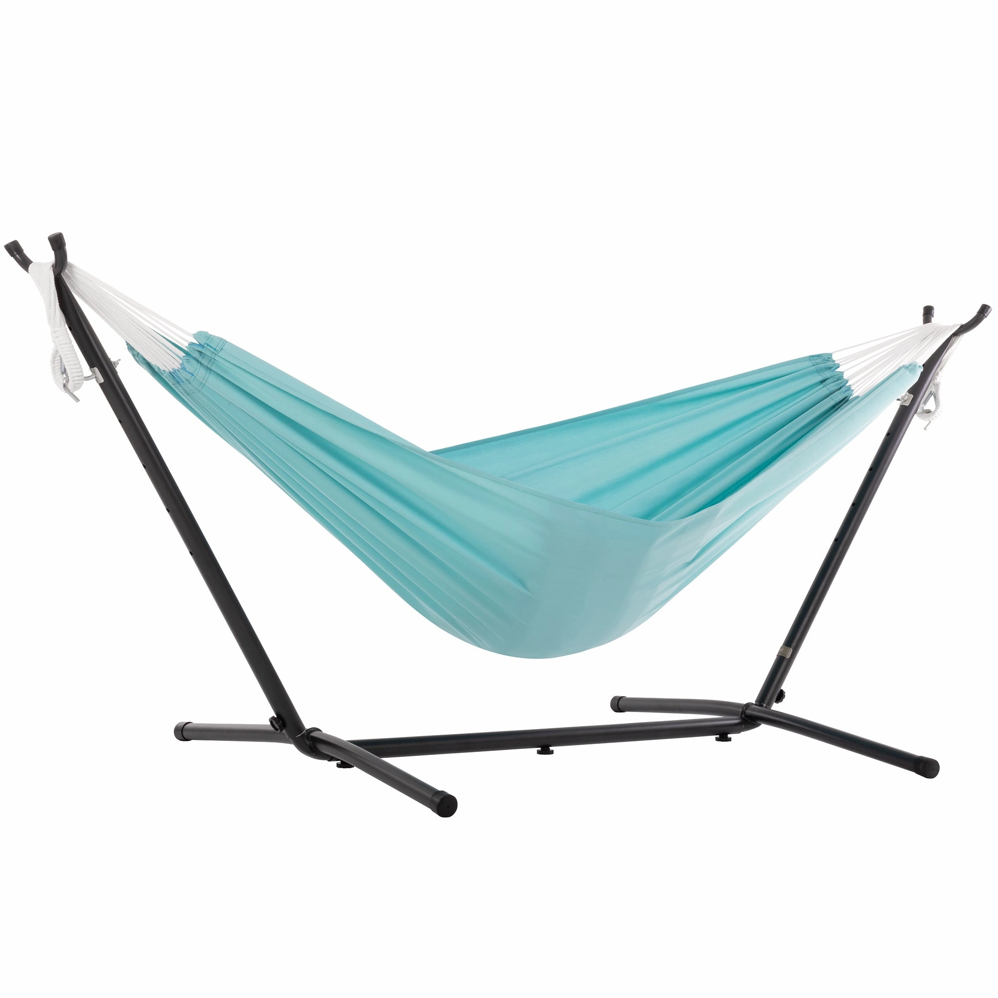 Double Polyester Hammock with Stand (9ft/280cm) - Aqua outdoor hammock with stand and canopy