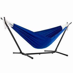 Double Polyester Hammock with Stand (9ft/280cm) - Royal Blue outdoor hammock with stand and canopy