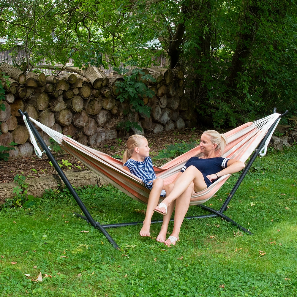 Double Sunbrella Hammock with Stand (9ft/280cm) - Cameo