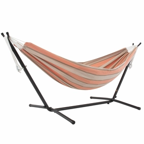 Double Sunbrella Hammock with Stand (9ft/280cm) - Cameo outdoor hammock with stand and canopy