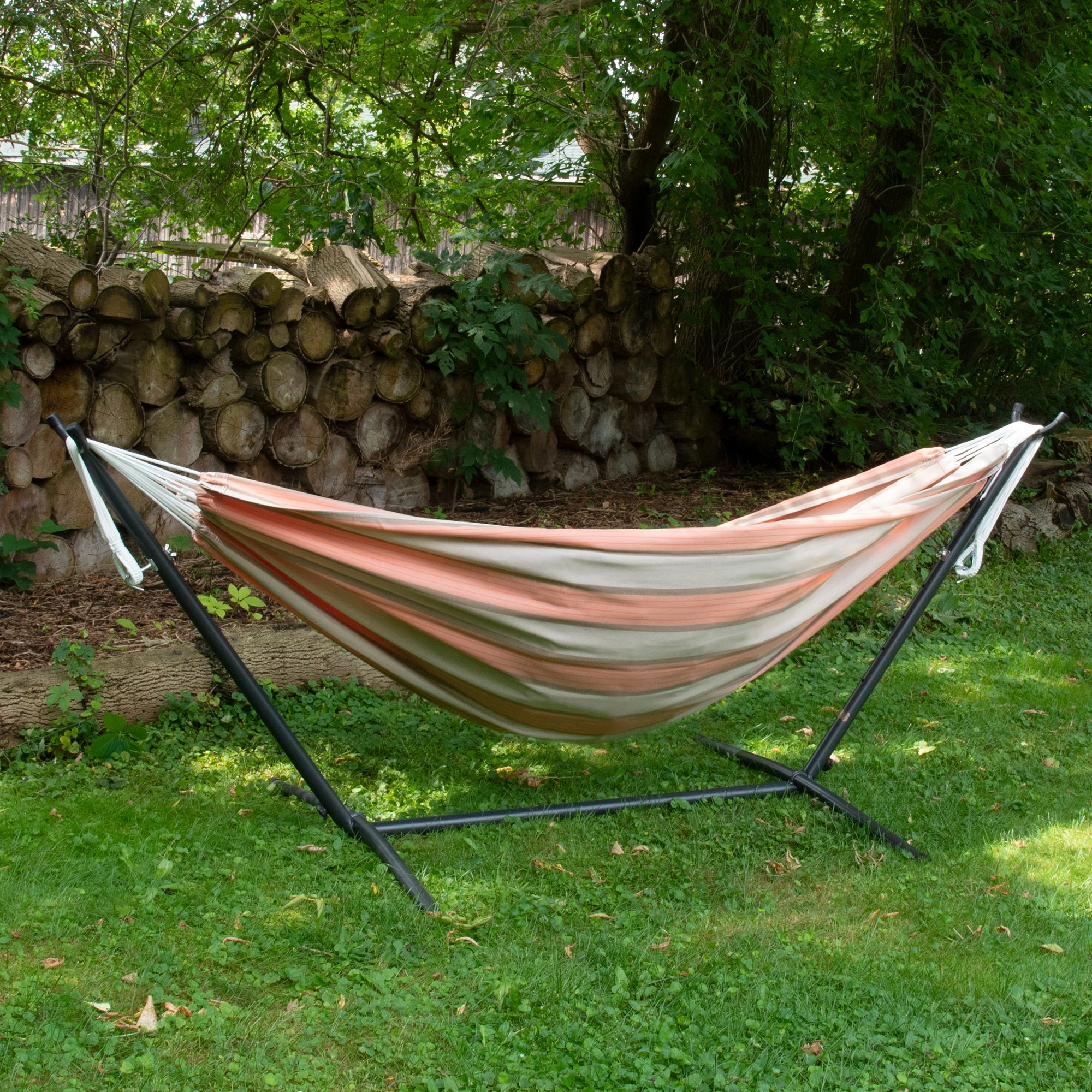 Double Sunbrella Hammock with Stand (9ft/280cm) - Cameo