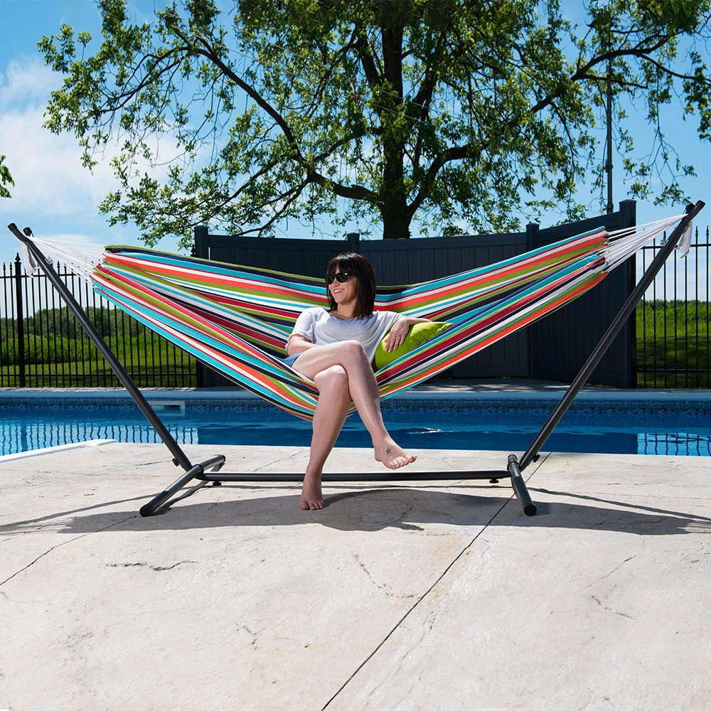 Double Sunbrella Hammock with Stand (9ft/280cm) - Carousel Confetti