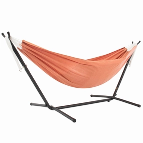 Double Sunbrella Hammock with Stand (9ft/280cm) - Coral outdoor hammock with stand and canopy
