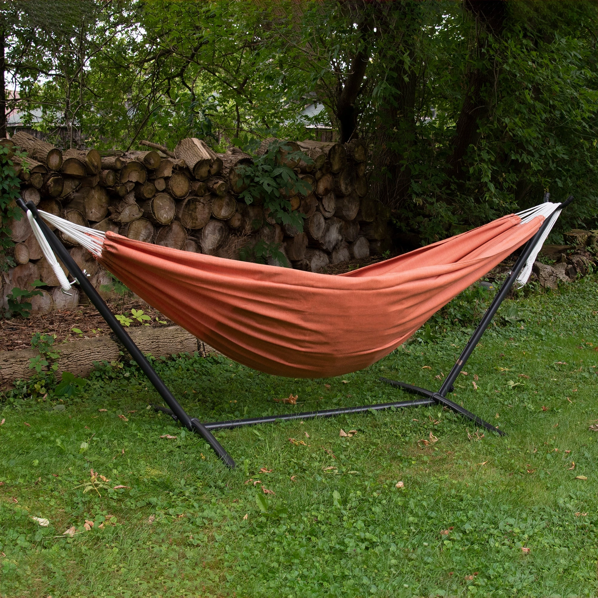 Double Sunbrella Hammock with Stand (9ft/280cm) - Coral