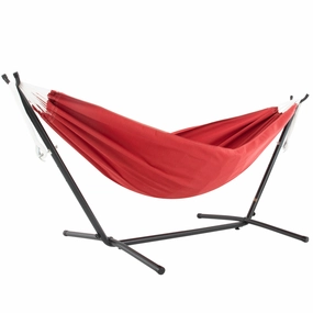 Double Sunbrella Hammock with Stand (9ft/280cm) - Crimson outdoor hammock with stand and canopy