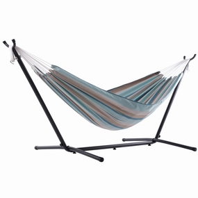 Double Sunbrella Hammock with Stand (9ft/280cm) - Gateway Mist outdoor hammock with stand and canopy