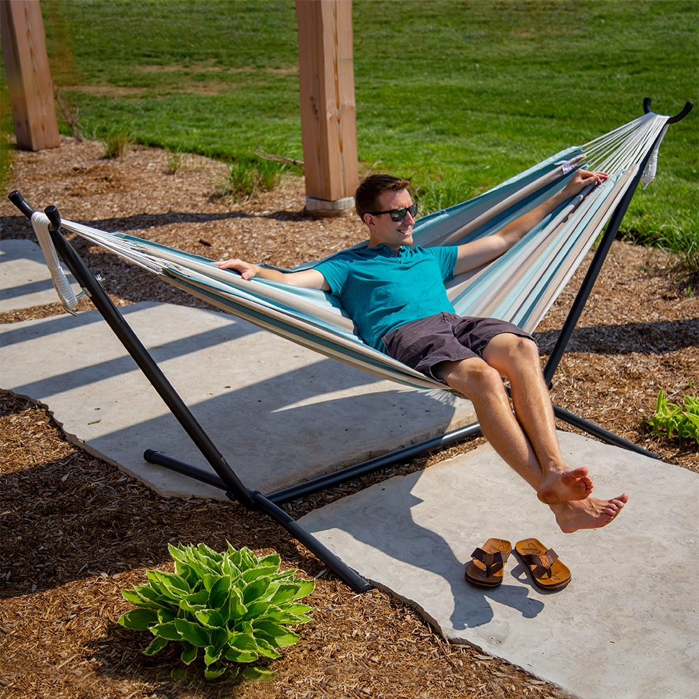 Double Sunbrella Hammock with Stand (9ft/280cm) - Gateway Mist