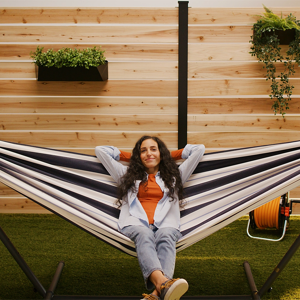 Double Sunbrella Hammock with Stand (9ft/280cm) - Harbour