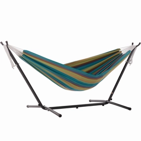 Double Sunbrella Hammock with Stand (9ft/280cm) - Lagoon outdoor hammock with stand and canopy