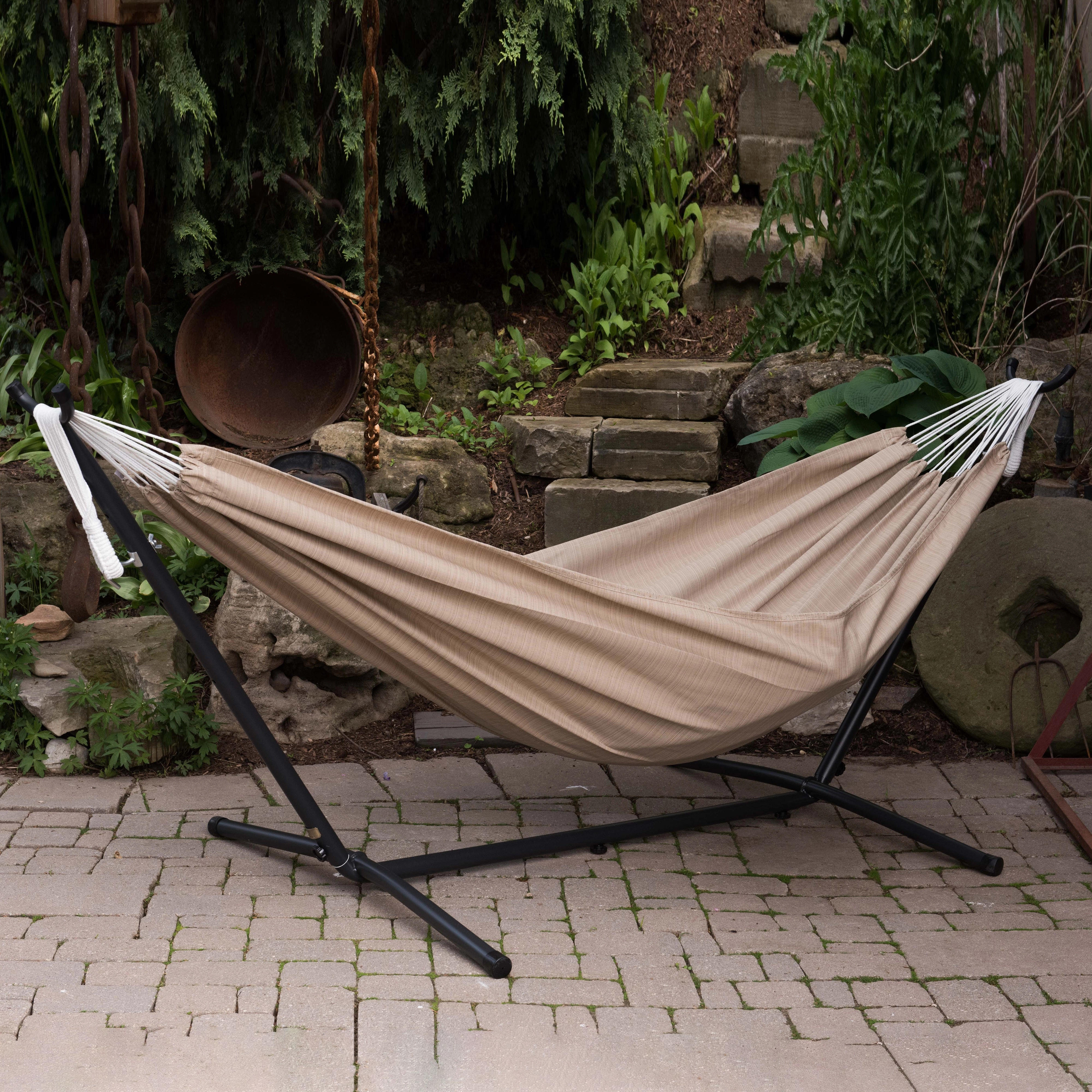 Double Sunbrella Hammock with Stand (9ft/280cm) - Sand