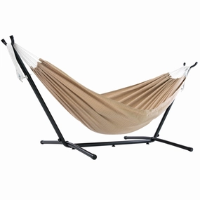 Double Sunbrella Hammock with Stand (9ft/280cm) - Sand outdoor hammock with stand and canopy