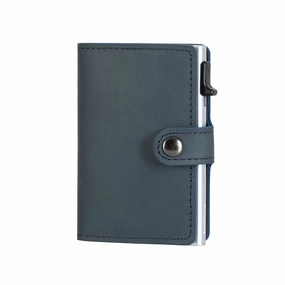 MustHave Clearance Special Steal Event Eazicard Genuine Leather Saddle Rfid Wallet | Blue/Silver