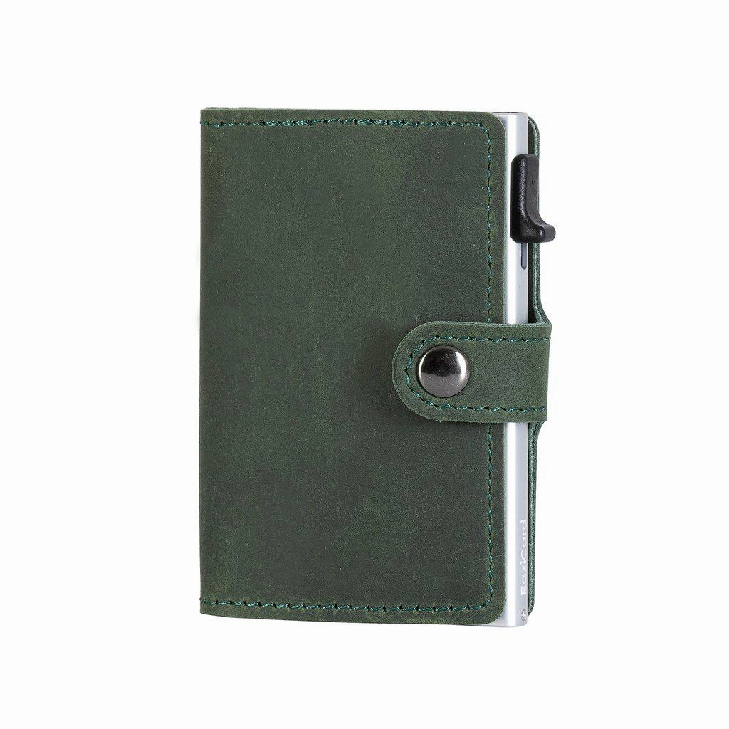 Weekend Specials Eazicard Genuine Leather Saddle Rfid Wallet | Green/Silver