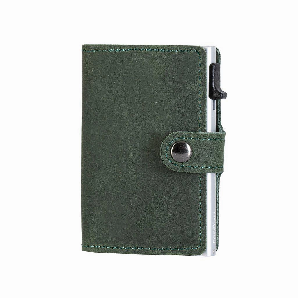 Eazicard Genuine Leather Saddle Rfid Wallet | Green/Silver Surprise Discount Today Hot Pick Deal
