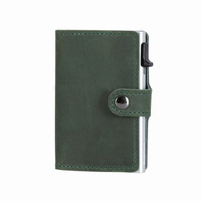 Eazicard Genuine Leather Saddle Rfid Wallet | Green/Silver Surprise Discount Today Hot Pick Deal