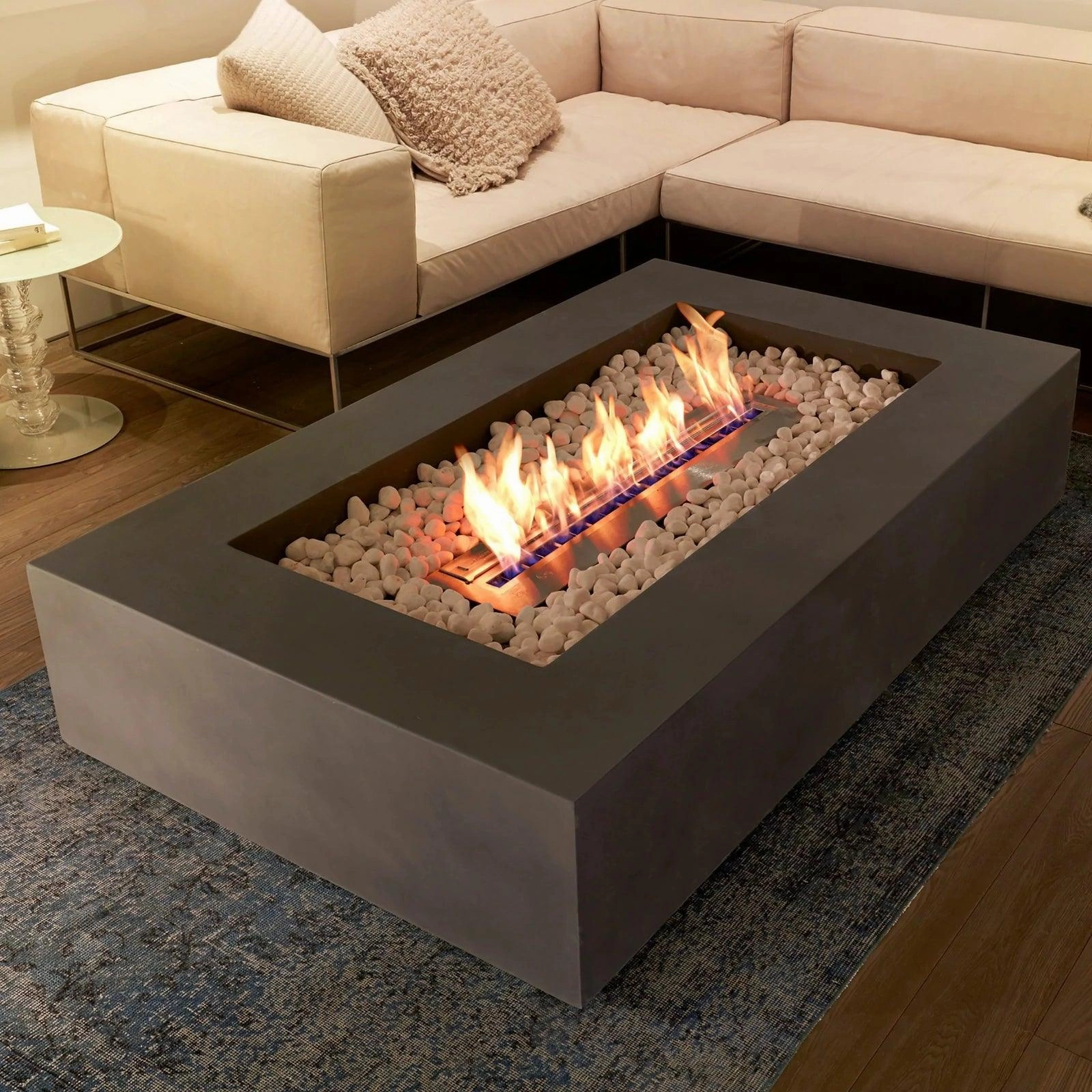 EcoSmart Fire - Wharf 65" Rectangular Concrete Fire Pit Table