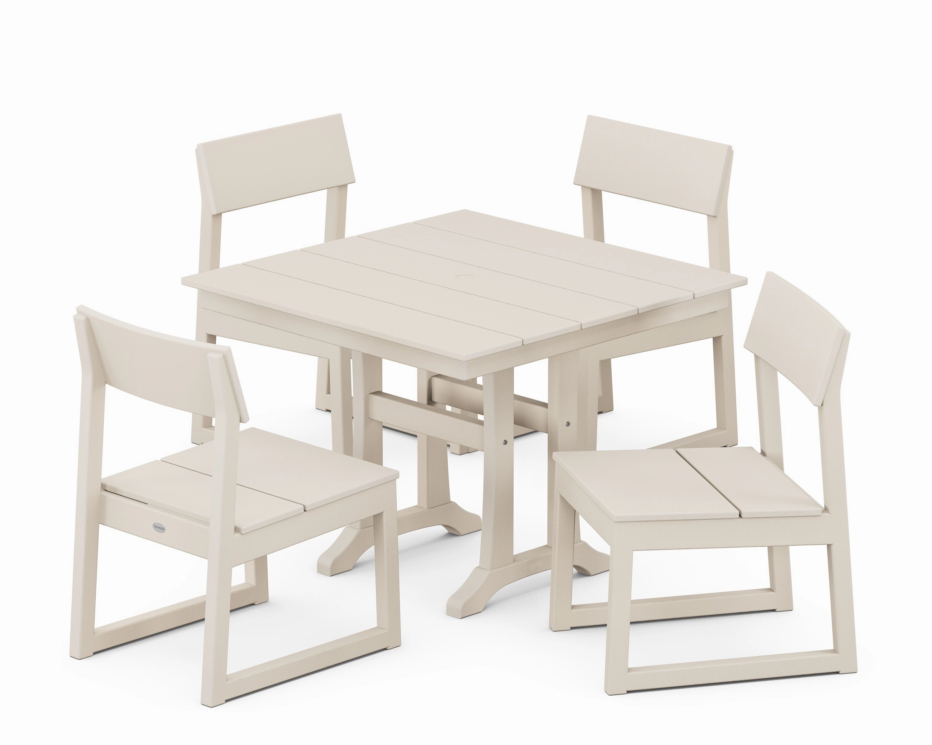 EDGE 5-Piece Farmhouse Trestle Side Chair Dining Set
