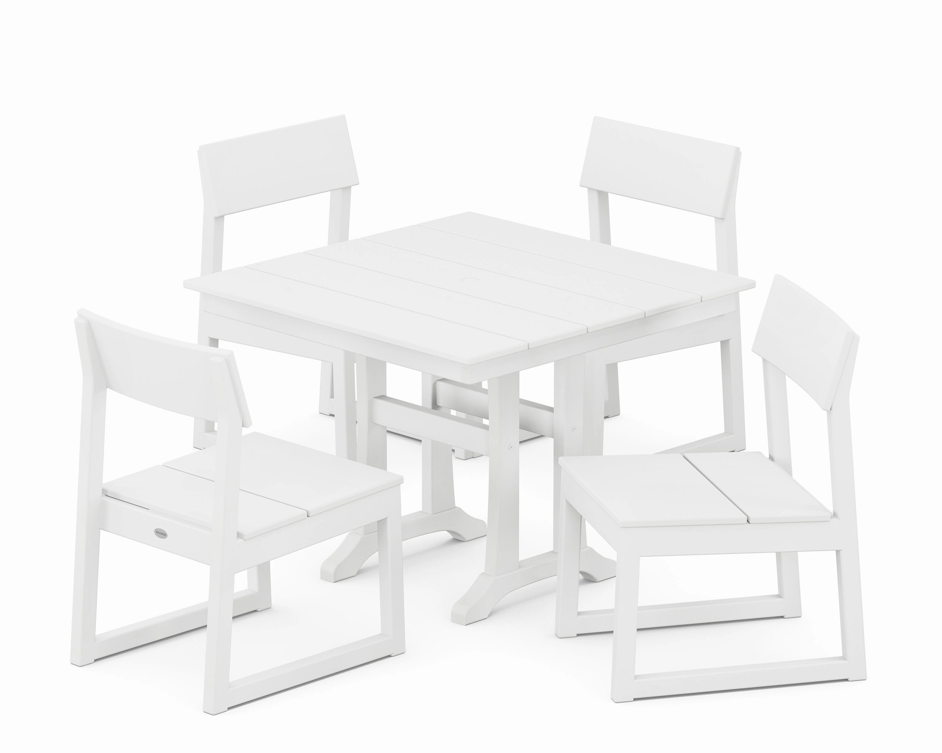 EDGE 5-Piece Farmhouse Trestle Side Chair Dining Set