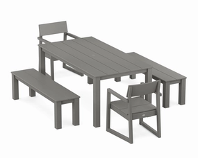 EDGE 5-Piece Parsons Dining Set with Benchesoutdoor patio furniture set