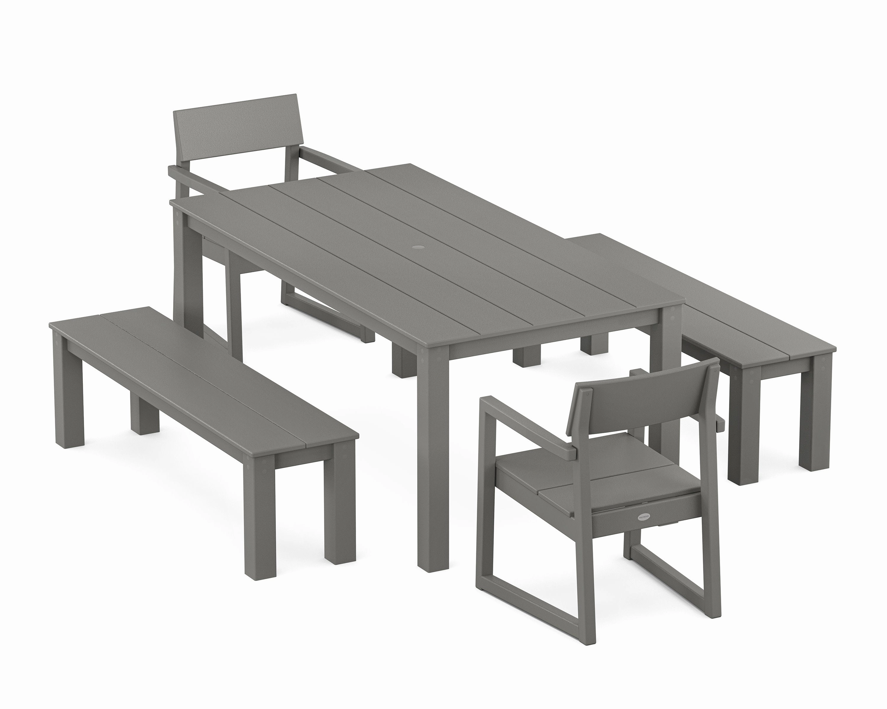 EDGE 5-Piece Parsons Dining Set with Benchesoutdoor patio furniture set