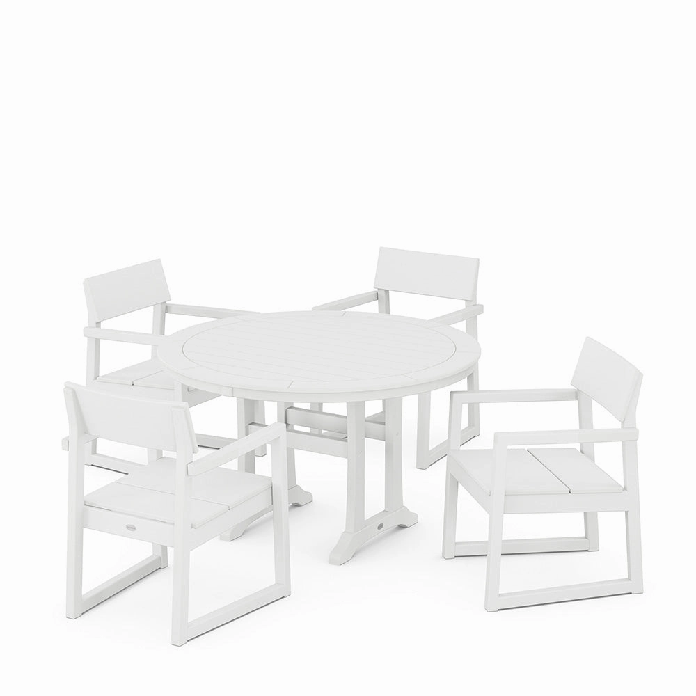 Edge 5 Piece Round Dining Set with Trestle Legs