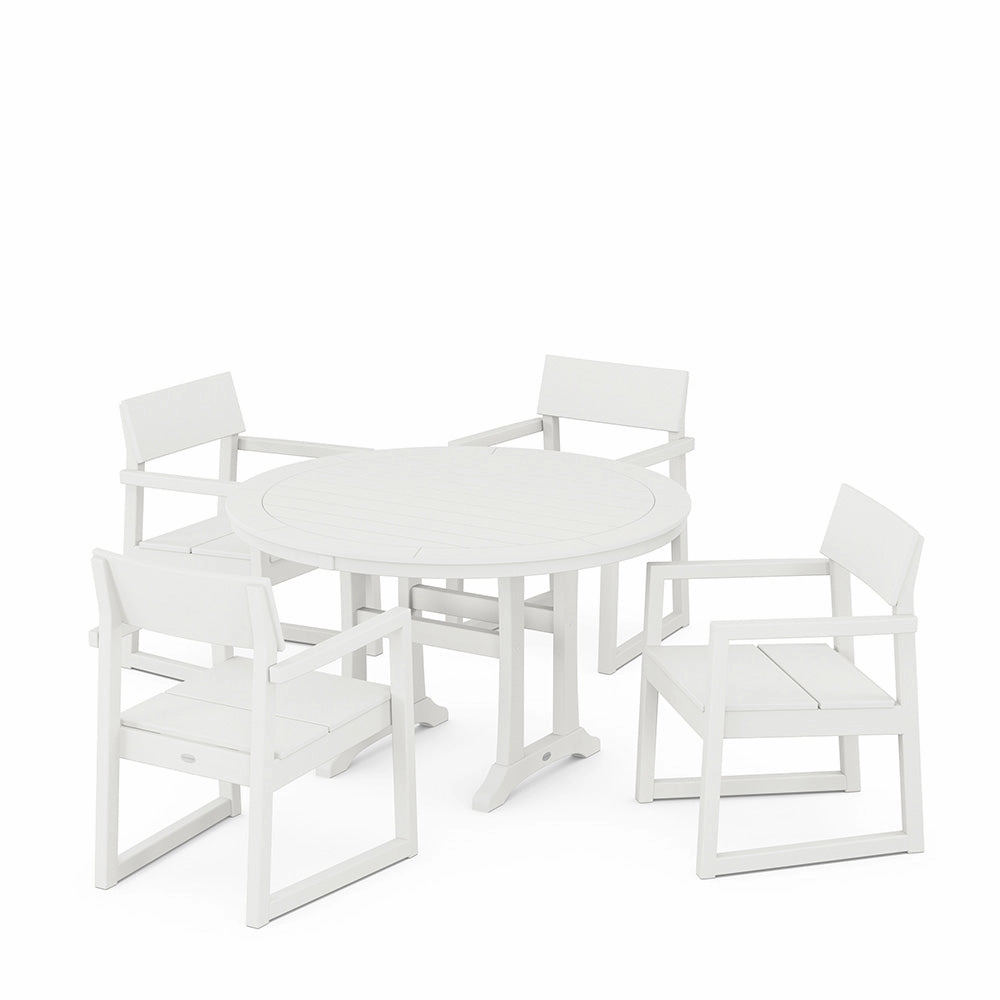 Edge 5 Piece Round Dining Set with Trestle Legs